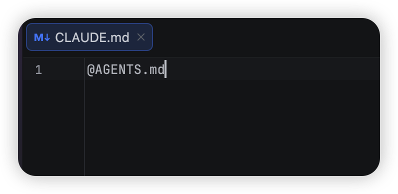 CLAUDE.md 通过 @AGENTS.md 引用主规则